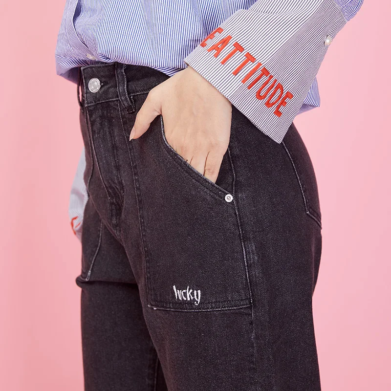 LEIJIJEANS новые свободные дамские шаровары с низкой эластичной талией Черные Серые Ретро Классические джинсы размера плюс Дамские джинсы Harlan 9007