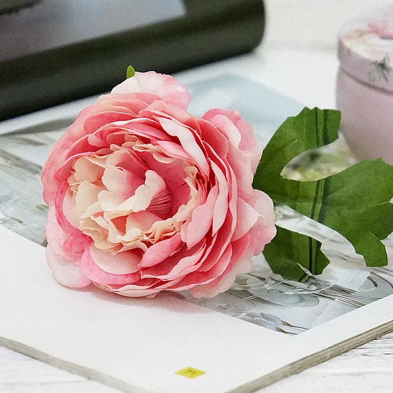 red flowers Шелковые Розы белые Искусственные цветы Пион для украшения дома Розовый пион Искусственные цветы DIY свадебный Декор стены высокого качества Флорес - Цвет: red flowers