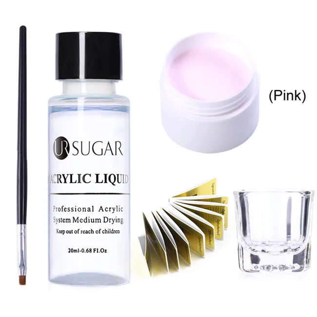 Pink set1 Ur Sugar акриловый порошок поли УФ гель для ногтей лак для ногтей украшения ногтей кристалл маникюрный набор профессиональные инструменты для ногтей 5 шт - Цвет: Pink set1
