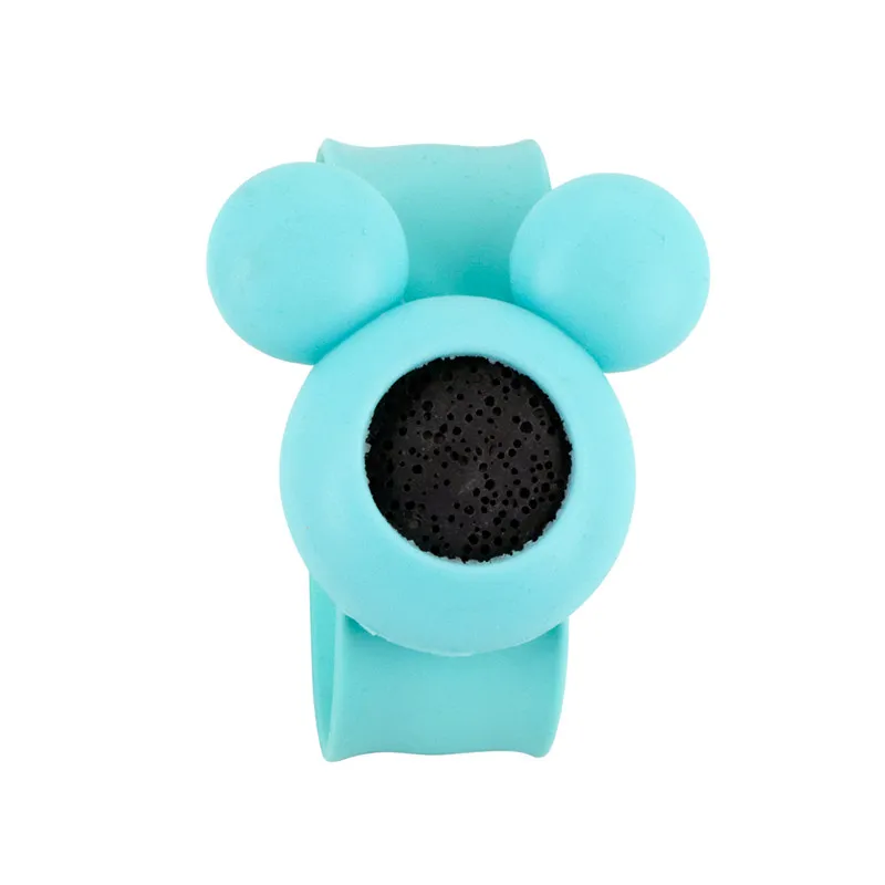 light blue Милый силиконовый браслет с эфирным маслом, рассеиватель комаров, ювелирный Природный лавовый камень, регулируемый браслет - Окраска металла: light blue