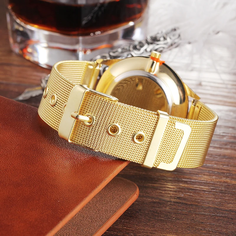 2018 горячие новые модные кварцевые часы из нержавеющей стали с черным золотом и