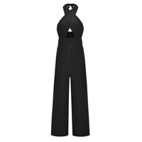 spring and summer new style cross hanging halter jumpsuit womens solid color jumpsuit wide leg pants