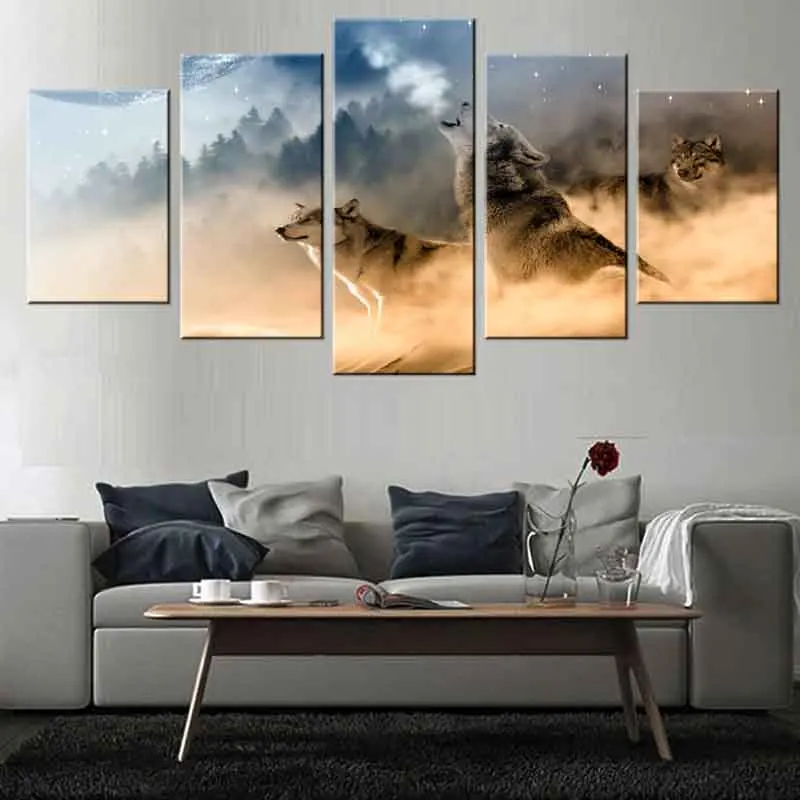 5 шт./компл. холст с принтом животных волков современная картина тремя волками в