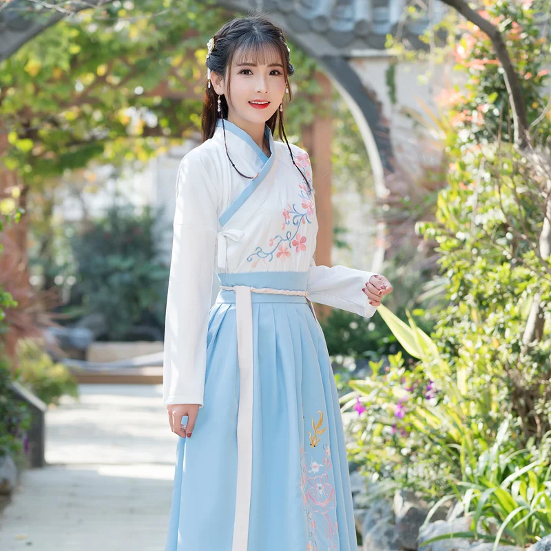 Chinese Style Women Hanfu Costume Embroidery Slim Ancient Traditional Elegant Tang Dynasty Princess Wear DL3760 | Тематическая