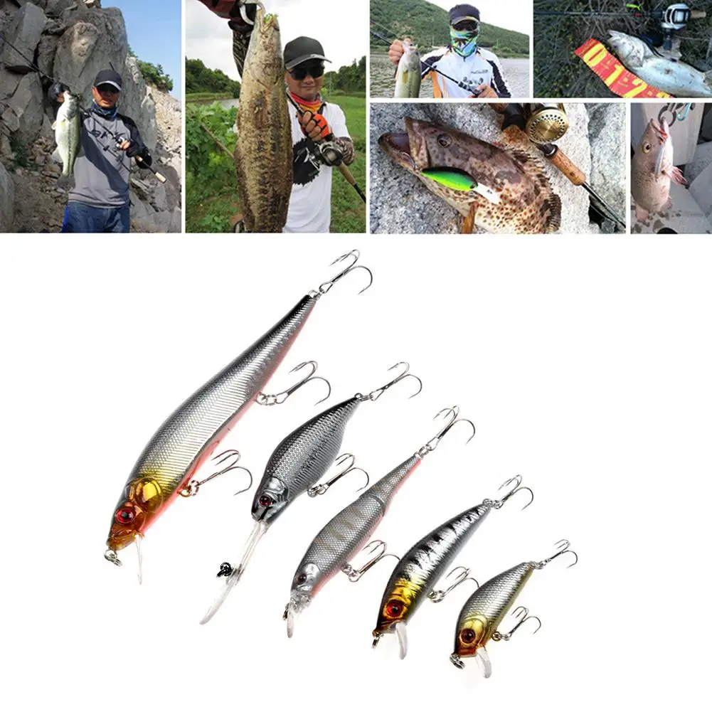 NEW 5Pcs Fishing Lures Set Minnows Bait Artificial Crankbaits Sharp Tackle | Спорт и развлечения