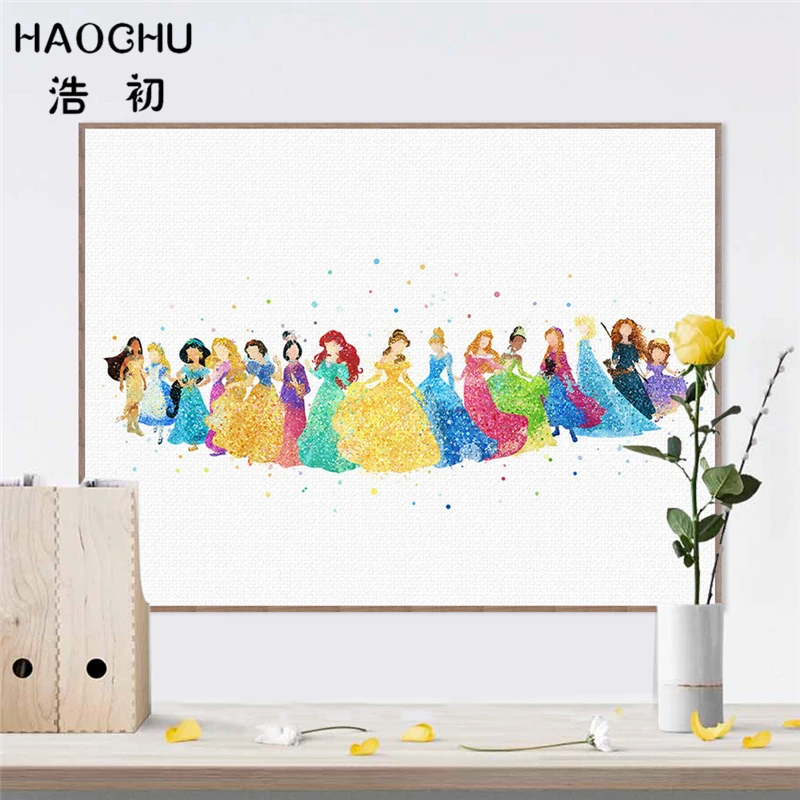 HAOCHU Радужная красочная сказочная принцесса мультфильм красивая Картина на