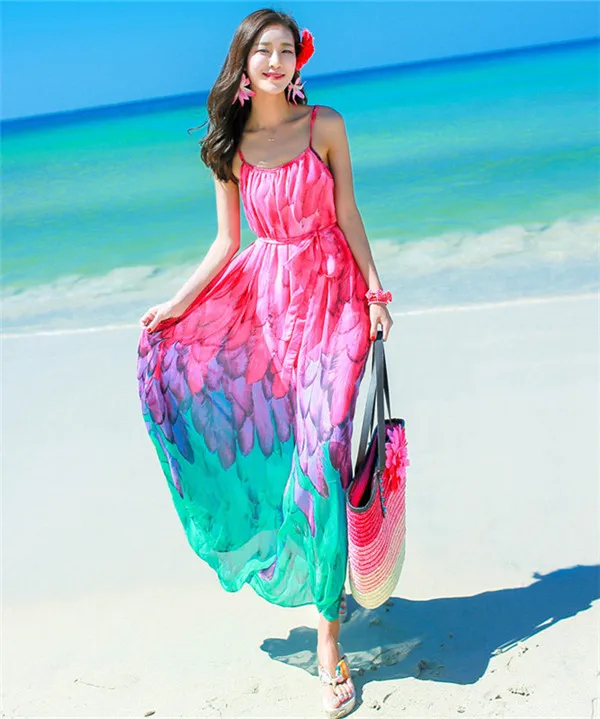 Tcyeek летнее шифоновое большого размера женское повседневное пляжное платье