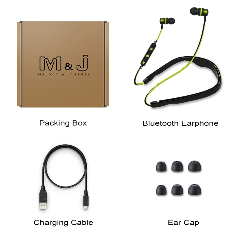 Беспроводные Bluetooth-наушники M &amp J спортивные стереонаушники с защитой от пота