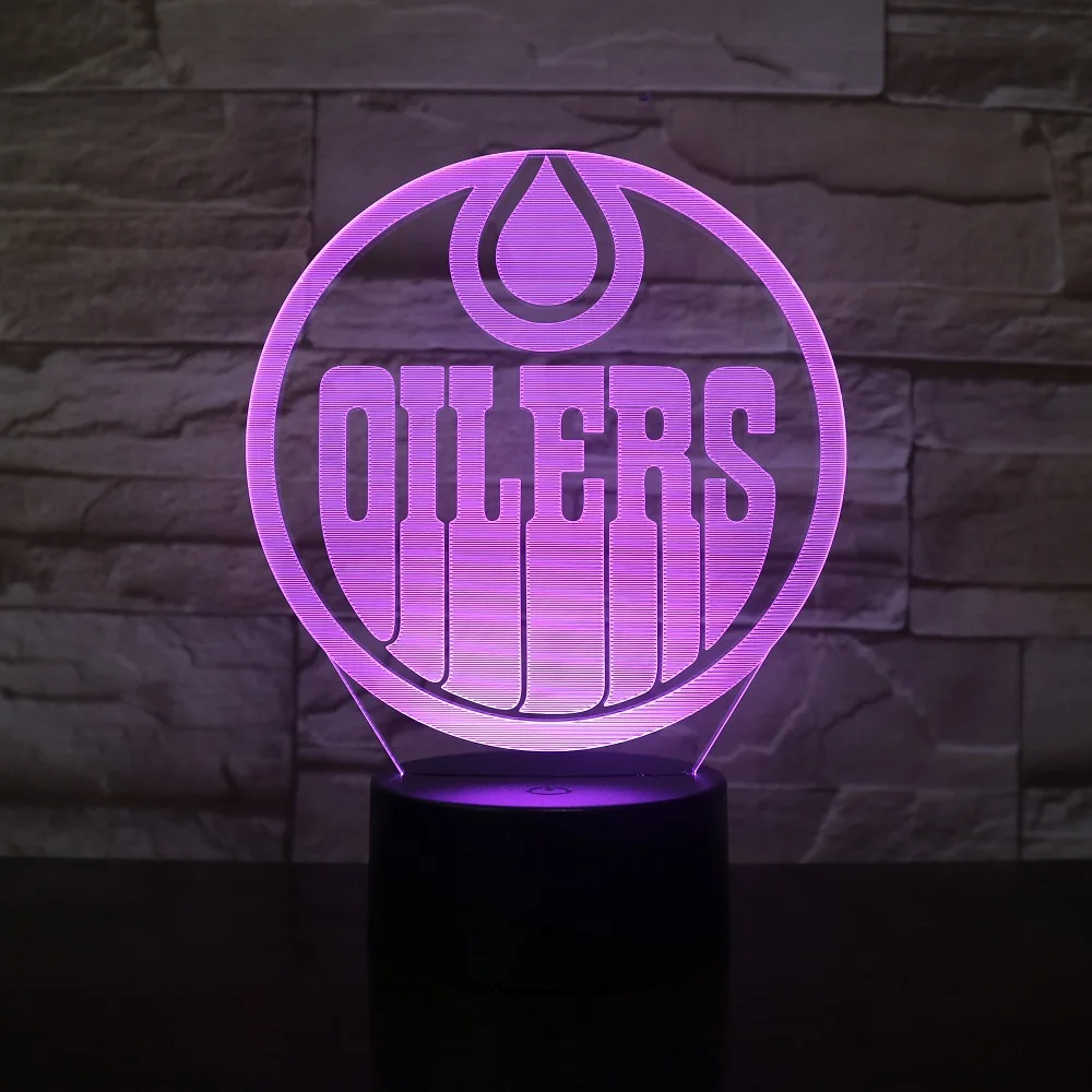 Oilers Hockey Team 3D LED ночник голограмма иллюзия Лампа для детей декор спальни друзья
