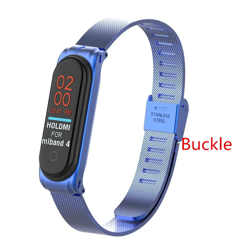 Blue Buckle Металлический ремешок для Xiaomi Mi, 4, 3, ремешок для Xiaomi Mi, 4, 3, браслет для Xiaomi Mi, 4, магнитная металлическая пряжка, нержавеющая сталь - Цвет: Blue Buckle