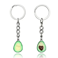 new simulation fruit avocado heart shaped keychain fashion jewelry gift for women cute fruit avocado couple