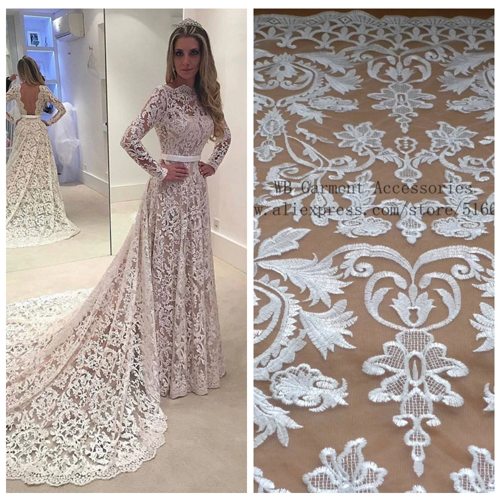 Высококачественная Белая Водорастворимая сетчатая вышивка кружевная ткань