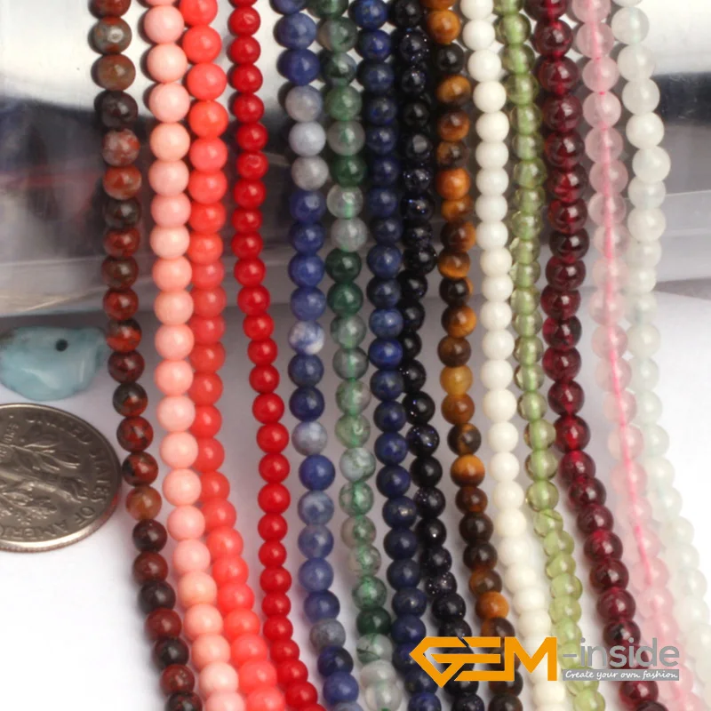 Круглые бисер из натурального камня 4 мм для рукоделия ассорти: Jades Mookaite Unakite sodalite