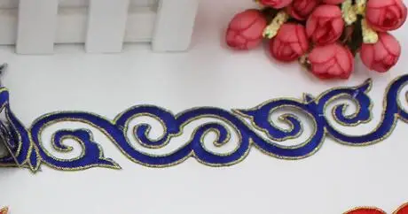 RoyalBlue YACKALASI Золотой карнавальный костюм железная Вышивка Кружева отделка тесьма Металлическая Вышивка отделка Кружева 4 см ширина/6 ярдов длинный цельный - Цвет: RoyalBlue