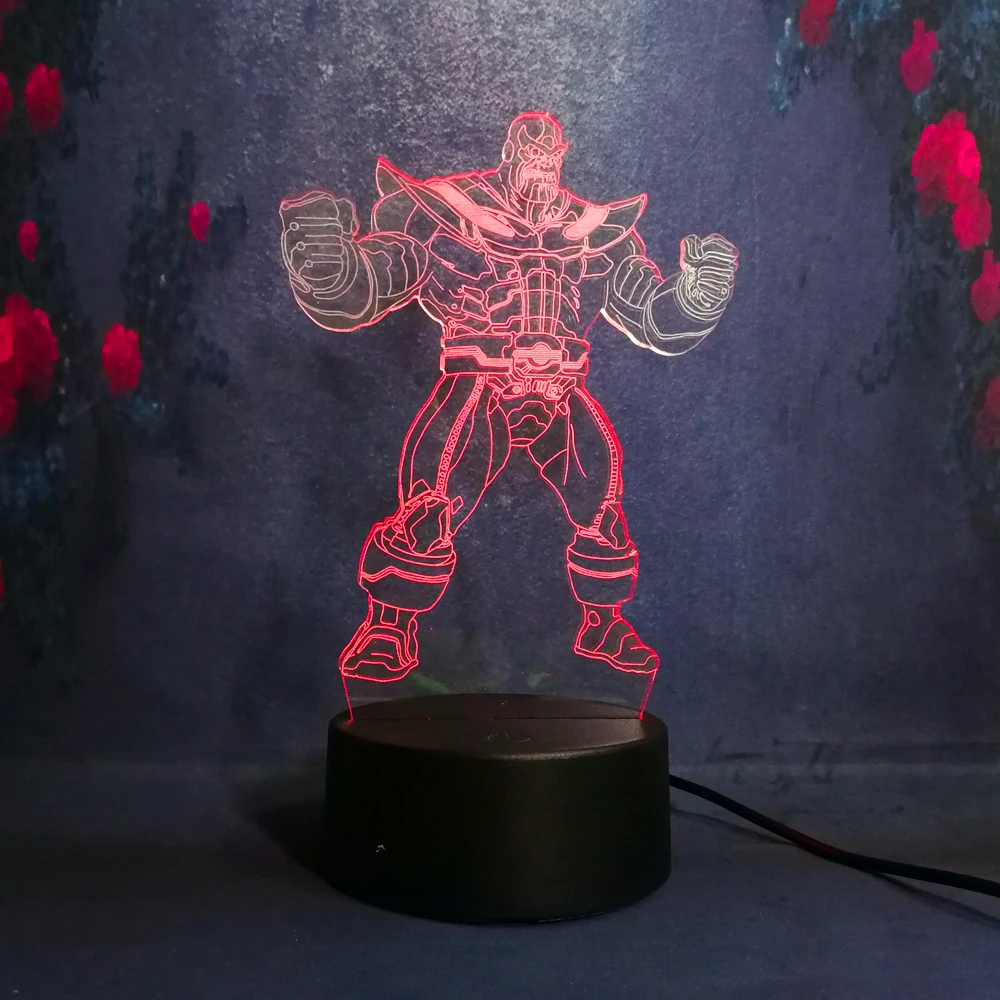 3D Marvel Movie Super Hero Thanos Ночной светильник 7 цветов игрушка для смены мечты мальчика