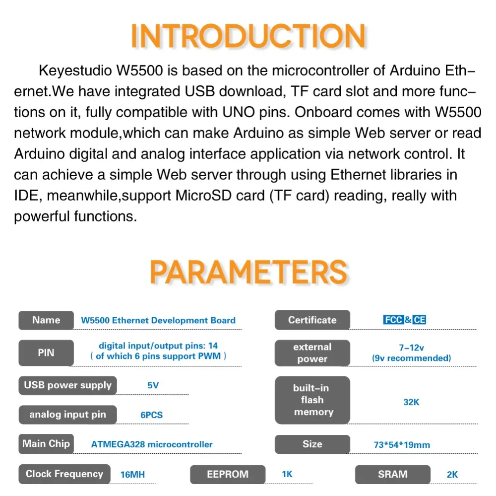 Keyestudio W5500 ETHERNET макетная плата для Arduino DIY проекта(без POE