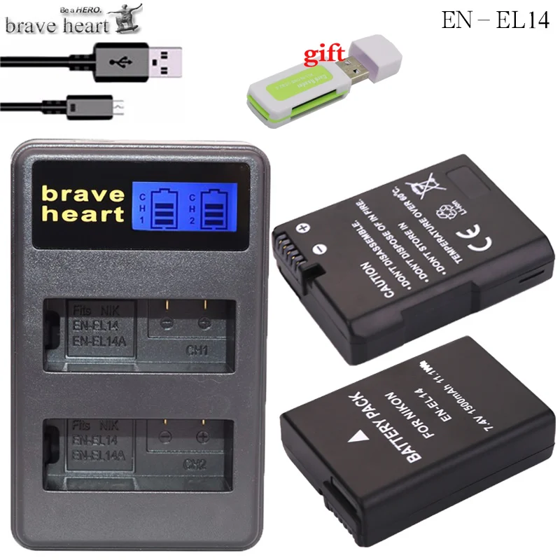 charger and 2battery 4x ENEL14 RU EL14 EN-EL14A батарея и ЖК-дисплей двойной Зарядное устройство для Nikon D5200 D5600 D5500 D3100 D3200 D3400 D5100 P7000 P7100 P7800 P7700 - Цвет: charger and 2battery