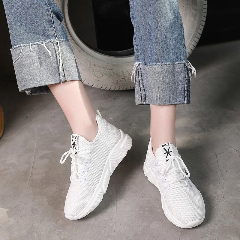 Обувь кроссовки Женская Белая обувь на платформе спортивная летняя повседневная