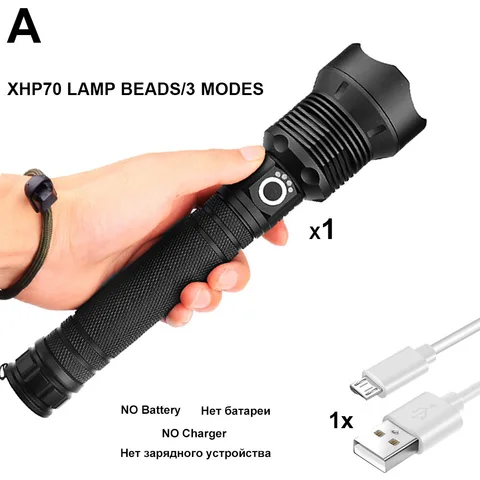 Светодиодный тактический фонарик z30 XHP70.2, супер яркий водонепроницаемый фонарь с зумом, 3 режима, уличный фонарь с USB