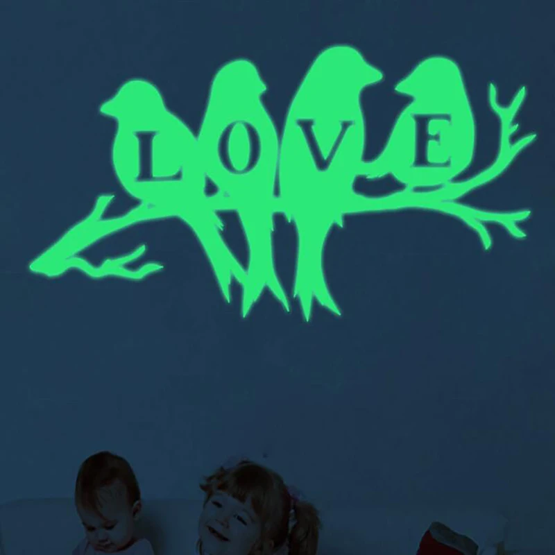 Luminous Bird Twig Wall Sticker For Kids Room Engraving Poster Glow In Dark Home Decor Accessories | Дом и сад