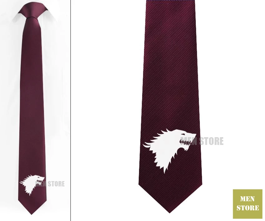 Dark Red tie-White Wolf Sigil Мужской Жаккардовый тонкий галстук 2," 6 см Галстук Свадебная вечеринка галстук для жениха запонки LK002M - Цвет: Dark Red tie-White