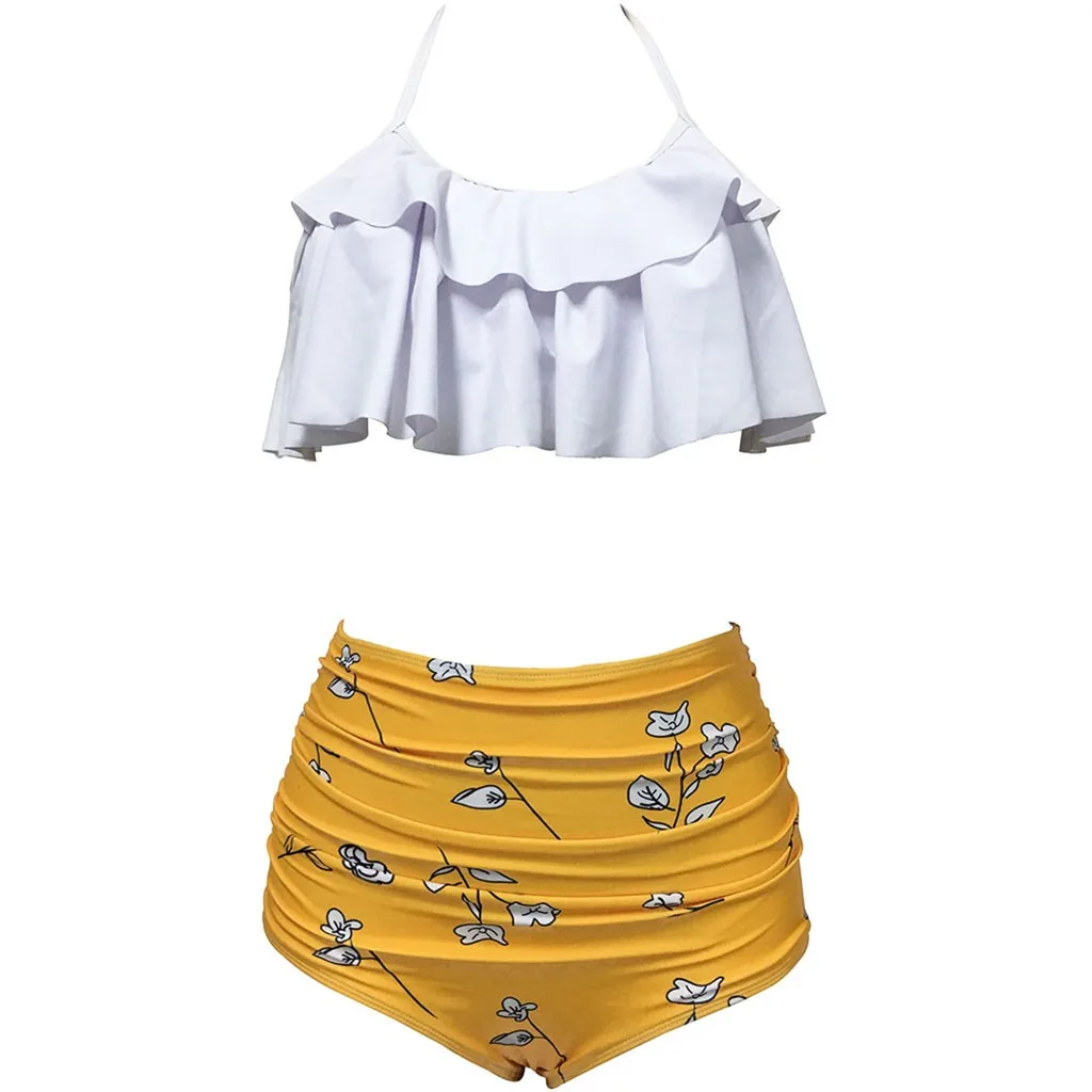 Для женщин купальный костюм 2020 с повязкой через шею бикини купальник для ретро