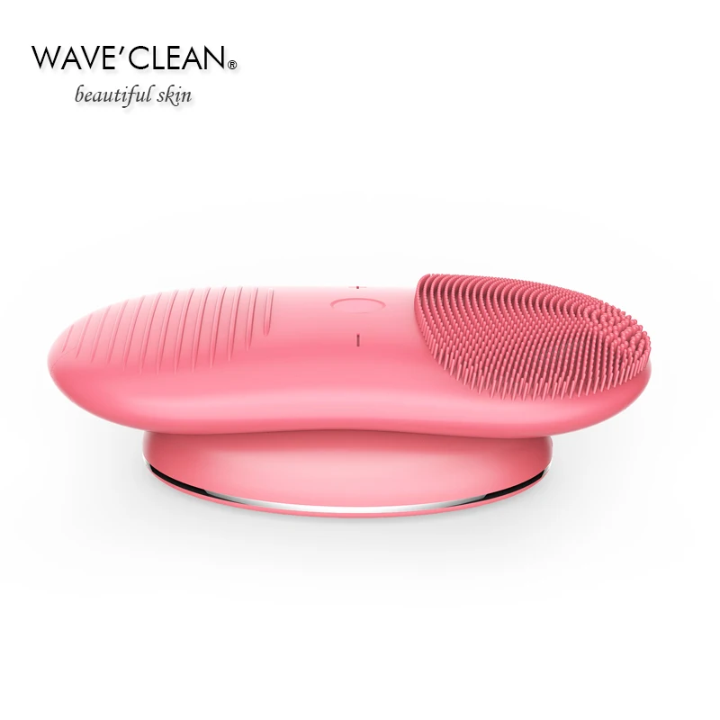 Pink Silicone Brush Мужская и женская Очищающая щетка для лица, звуковая вибрация, мини очиститель для лица, силиконовая Глубокая очистка пор, электрическая, IPX7, водонепроницаемый массаж - Цвет: Pink Silicone Brush