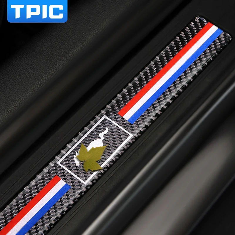 TPIC карбоновые накладки на пороги, защитные наклейки и наклейки, защита на порог автомобиля для Mustang-, аксессуары