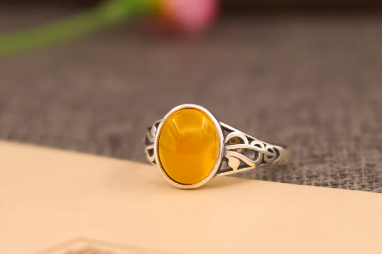 Кольцо из серебра 12/9 пробы с овальным кабошоном 8*925*11 мм|antique silver|for jewelrydiy jewelry |