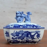 guci rooster ceramic vase porcelain new classical blue white porcelain decorative box small porcelain box dragon covered cerami