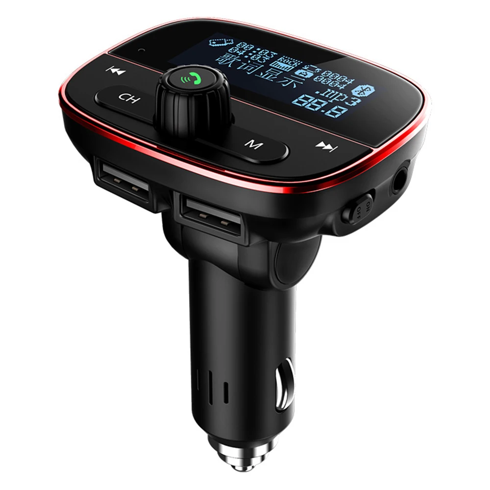Red Автомобильный беспроводной Bluetooth комплект, fm-передатчик, ЖК-дисплей, Автомобильный MP3-плеер, двойное USB зарядное устройство, прикуриватель, автомобильные аудио аксессуары - Формат цифровых медиаданных: Red