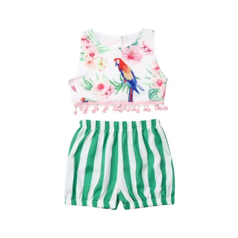 Комплекты одежды для маленьких девочек футболка без рукавов с кисточками и