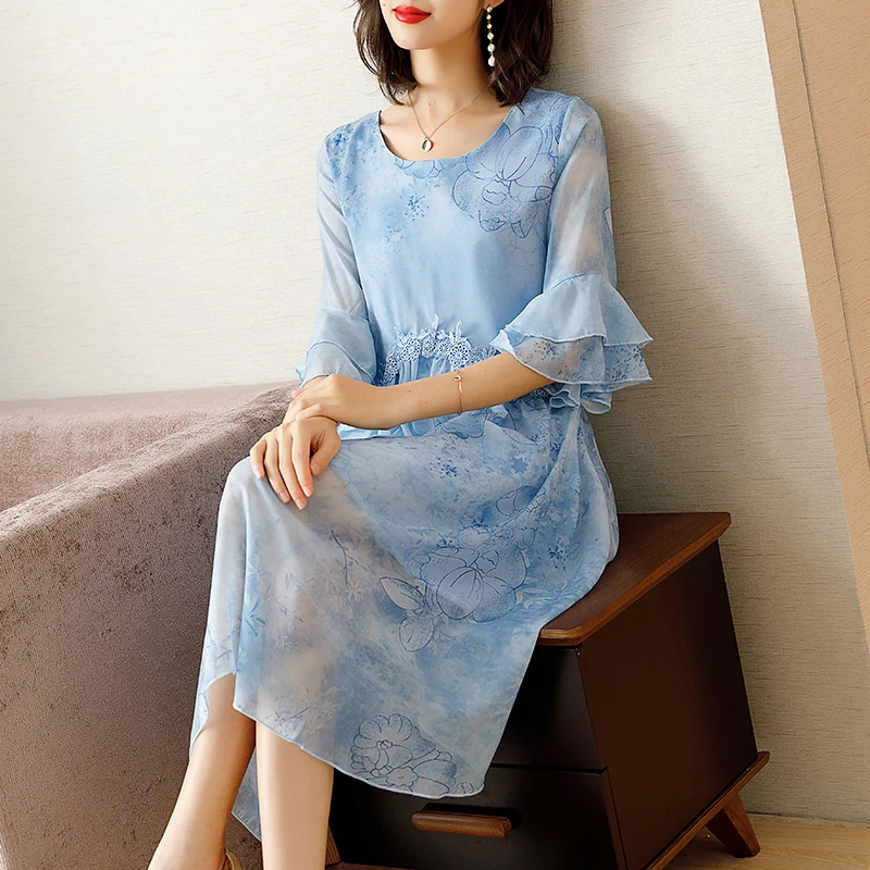 Светильник синее шифоновое платье размера плюс большие платья для вечеринок