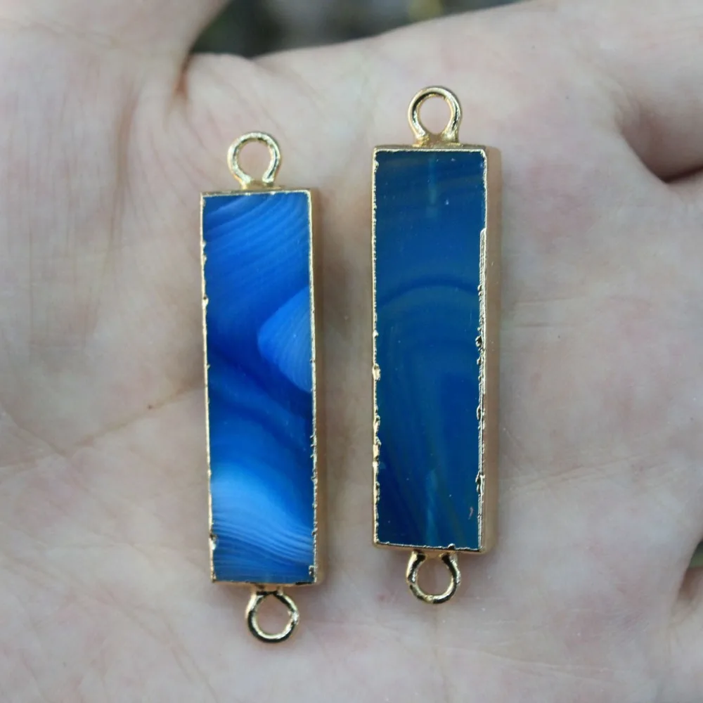 Оптовая продажа натуральный синий камень: Агат позолоченный кулон 2 круга