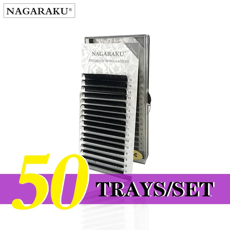 NAGARAKU 50 лотков/набор J B C D Длина локонов 7-15 мм смешанные в одном лоток для ресниц индивидуальные ресницы из искусственной норки