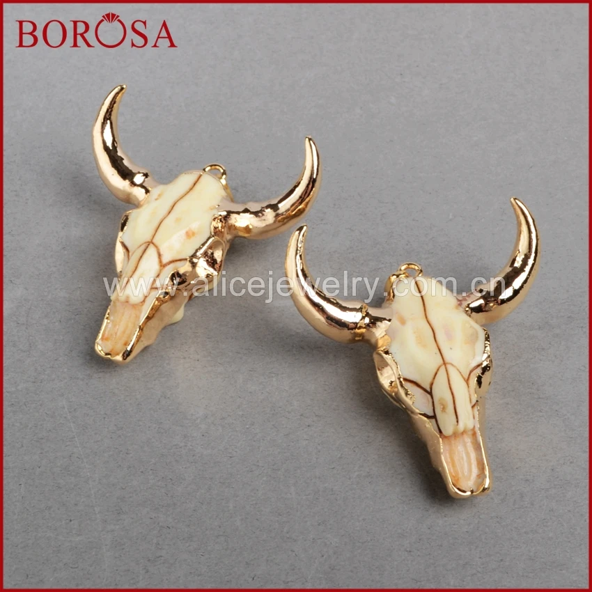 Бусина с головой буйвола BOROSA бусина золотого цвета шармом в виде быка и крупного