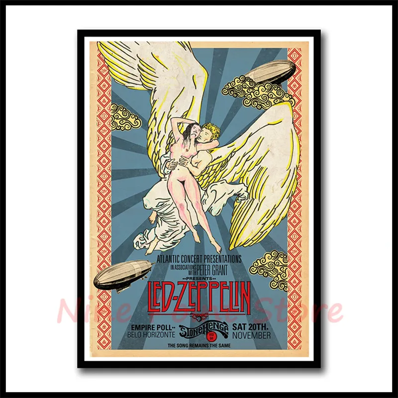 Led Zeppelin рок-музыка с покрытием бумажные Плакаты для дома спальни общежития Настенный декор Бескаркасный плакат - Цвет: Лиловый