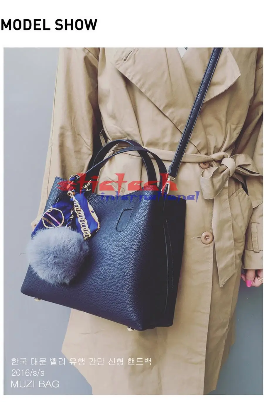 50 шт. женские Сумки из искусственной кожи с принтом личи помпоном | Багаж и сумки