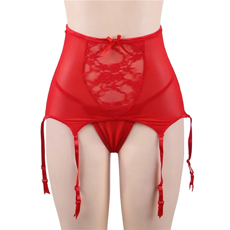 Red Garter Panty Comeondear Подвязки Пояс Высокая талия прозрачные размера плюс Подвязки Пояс для чулок красный белый черный цвет белье чулок B5140 - Цвет: Red Garter Panty