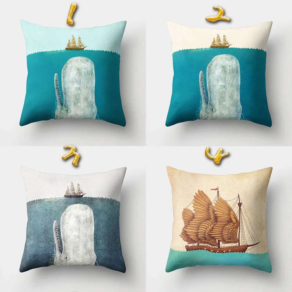 Nunubee подводный мир полиэстер чехлы Дельфин печатных Home Decor наволочки осьминог диванную подушку случай 45X45 см