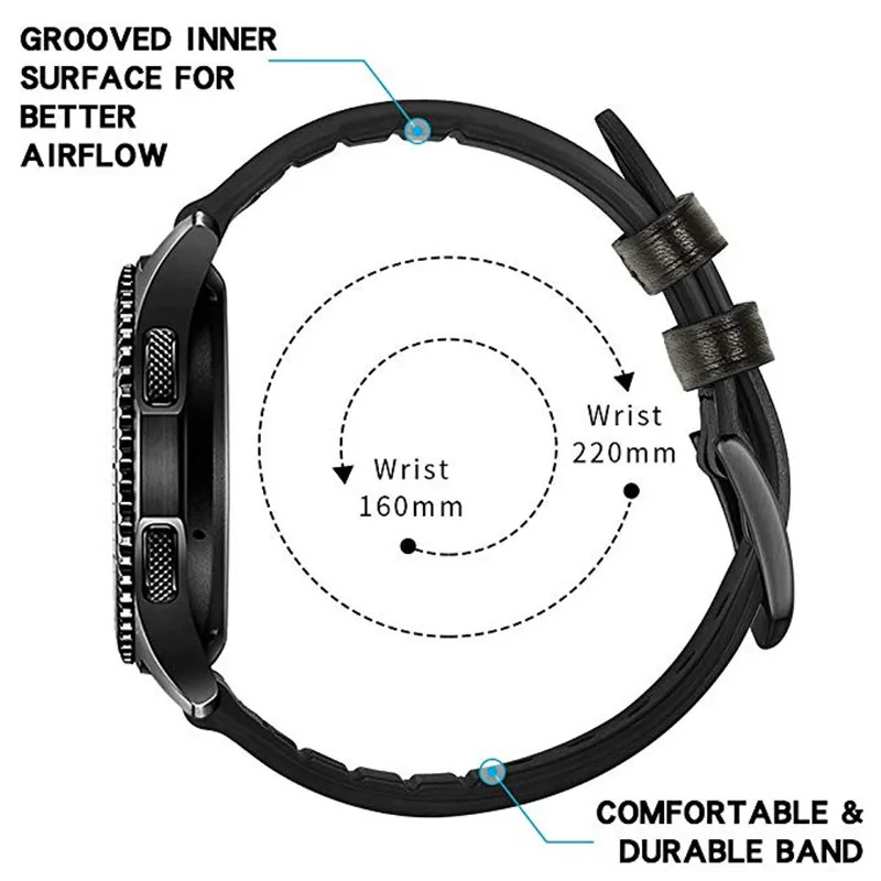 ASHEI 22 мм 20 мм винтажный кожаный ремешок для samsung Galaxy Watch 46 мм 42 мм активный 2 шестерни S3 S2 ремешок с силиконовым внутренним