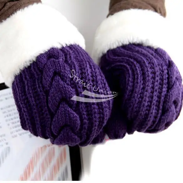 2013 Cute Mitten Thick Winter Mittens Knitted Wool Warm Fur Gloves for Women 6 Colors 9428 | Аксессуары для одежды