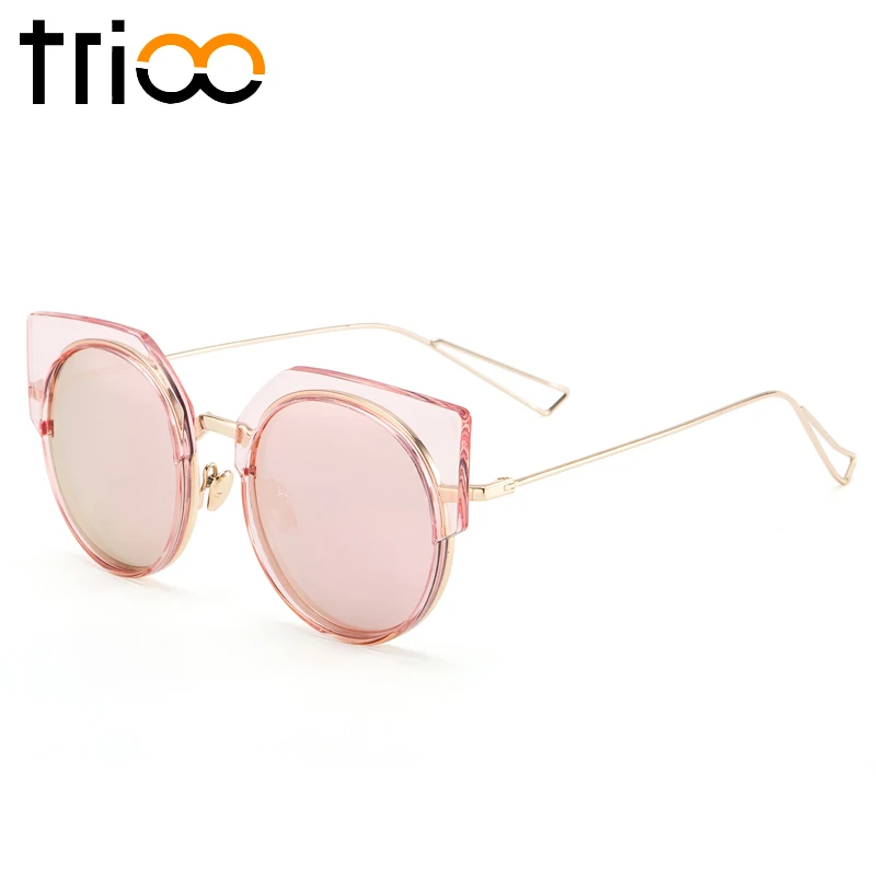 Женские солнцезащитные очки в прозрачной розовой оправе TRIOO прозрачные круглые