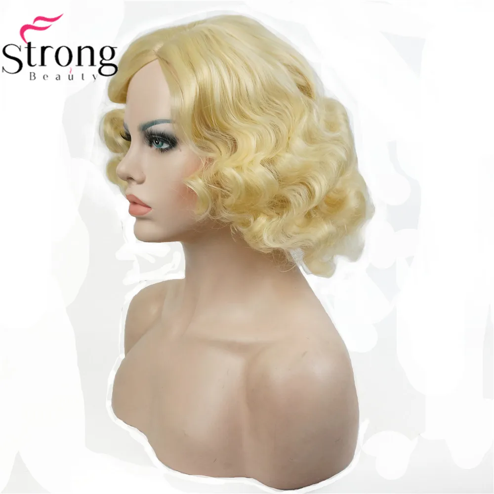 Bleach Blonde StrongBeauty медные/белокурые волосы, короткие кудрявые волосы, Женские синтетические парики без шапочки - Цвет: Bleach Blonde