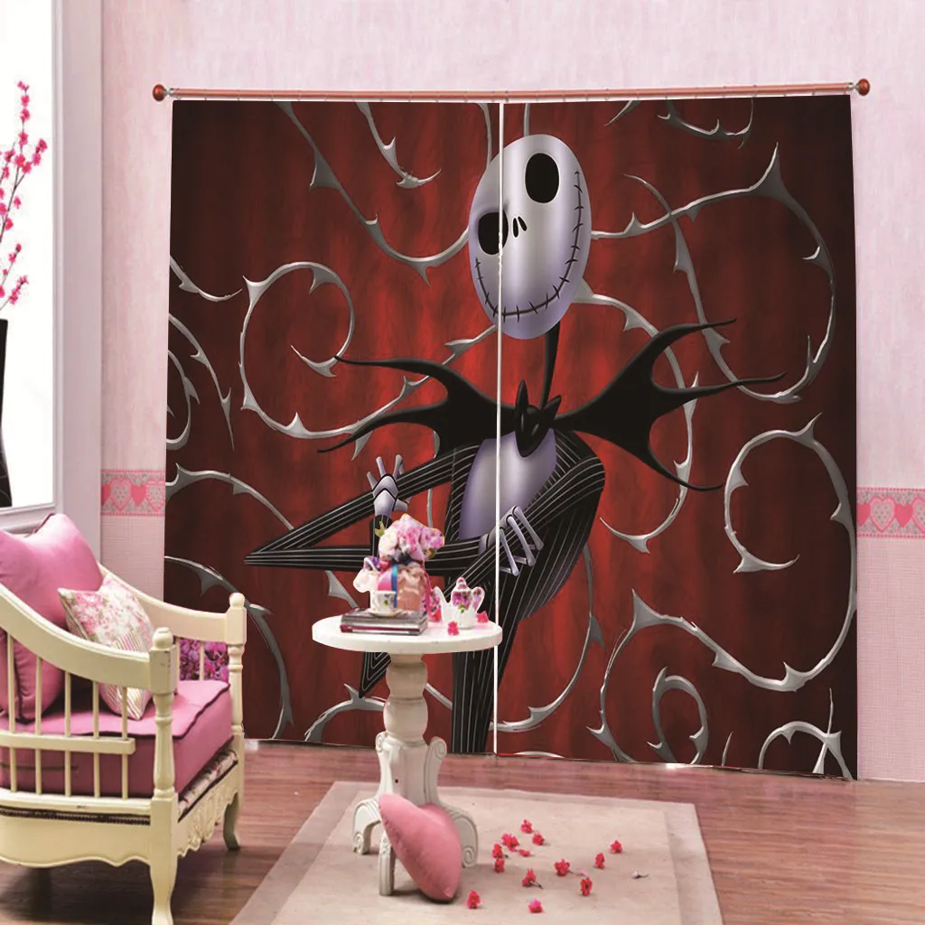 Занавески на дверь с изображением черепа из мультфильма тонкие цветочные