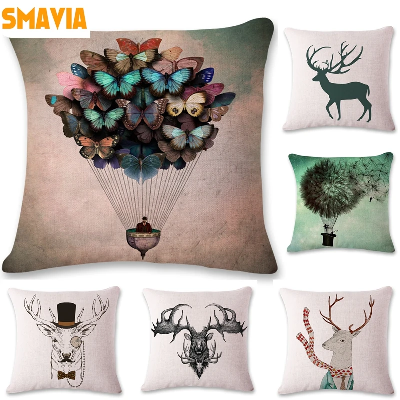Smavia современный Дизайн олени бабочка Подушки Детские крышка полиэстер