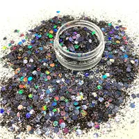 Holo black mixed Новая голографическая Лазерная роза Цвет массивный блеск микс порошок пыль конфетти-блестки хлопья для тела лицо волосы искусство вечерние украшения - Цвет: Holo black mixed