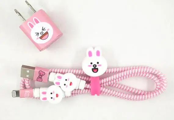 Длина 1,4 м, защита от Спирального шнура, защита usb-кабеля, набор для самостоятельной сборки с героями мультфильмов, Зарядные наклейки для iphone 5, 6, 6s, 7 - Цвет: 2