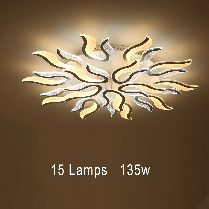 15Lamps 135W Современный акриловый светодиодный потолочный светильник для гостиной, ультратонкая потолочная лампа, декоративный абажур, Lamparas de techo AC90-265V - Цвет корпуса: 15Lamps 135W