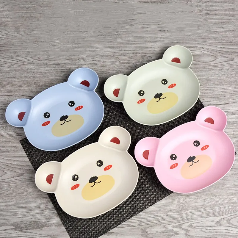 3 Pcs/Set New Bear Bamboo Fiber CHildren Cute Tableware Set Baby Dinnerware Plate Bowl Feeding | Дом и сад